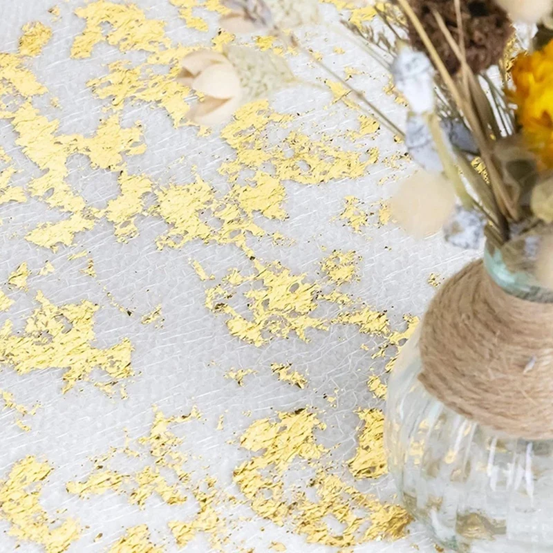 Promotion! 2Pcs Table Runner Sparkling Polyester Tulle Ribbon Roll With Gold Foil Birthday Party Wedding Christmas Decor |