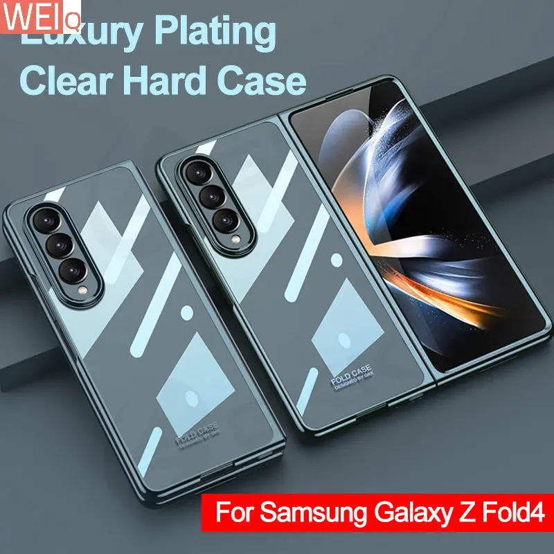

Luxury Electroplating Clear Hard Cover For Samsung Galaxy Z Fold 4 3 Case Camera Protection Plastic Galaxy Z Fold4 Case ZFOLD4