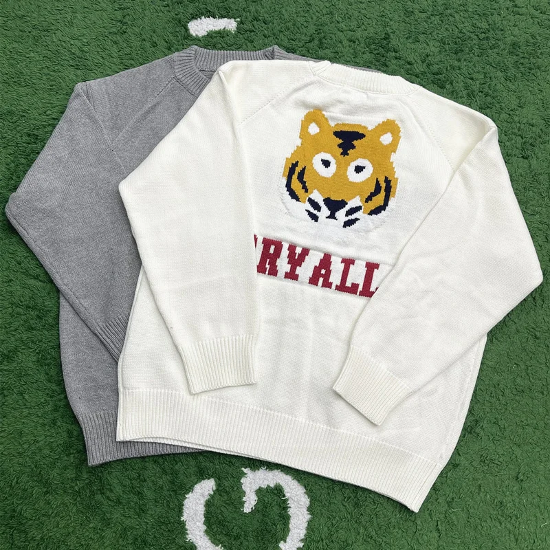 

Frog drift Fashion Harajuku Human made Tiger dryalls cotton knitwear Loose Vintage Pullovers Sweater for Men Women