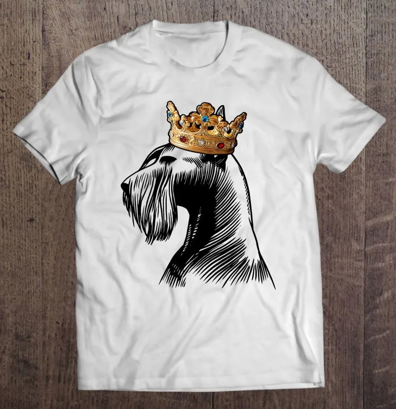 

Футболка в виде гигантской собаки шнауцера с короной, футболка оверсайз, Мужская хлопковая футболка, Мужская футболка, футболки оверсайз, м...