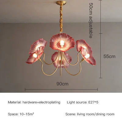 

Розовая люстра HomeLover LED стеклянная