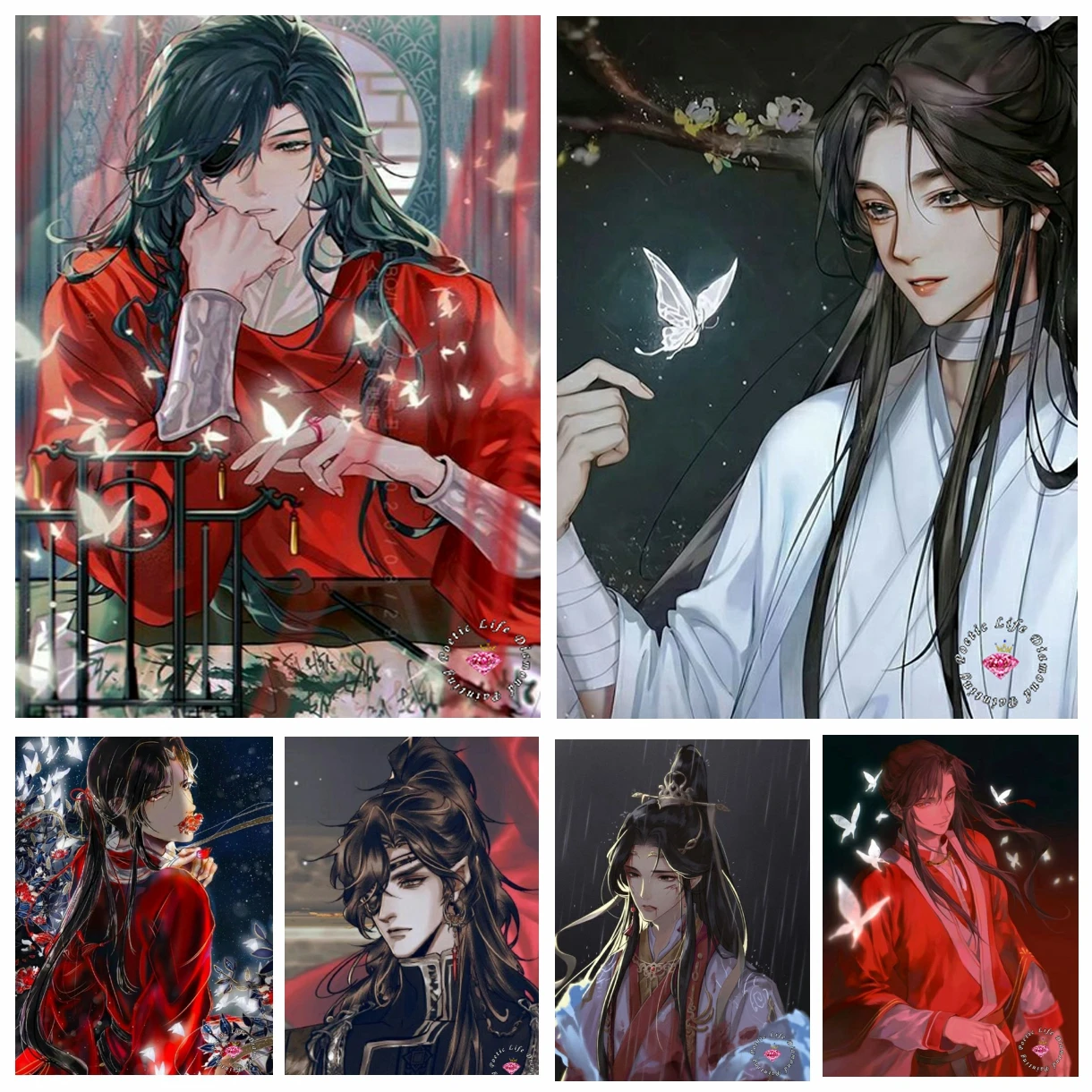 

Небесные официальные благословения алмазная живопись Tian Guan Ci Fu Красная Нить романтическое аниме искусство дрель Хуа Чэнь вышивка крестиком домашний декор