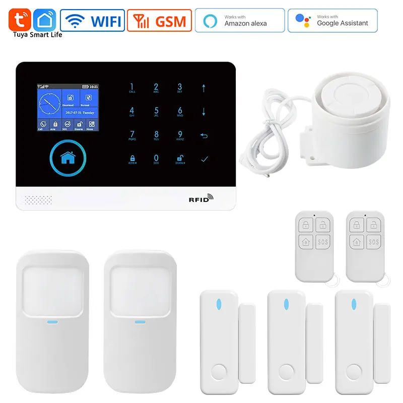 Wifi GSM Alarm System Smart Tuya Home Security Alarm System PG103 433MHz Detectors APP Control Wireless LCD Touch Keyboard Kit