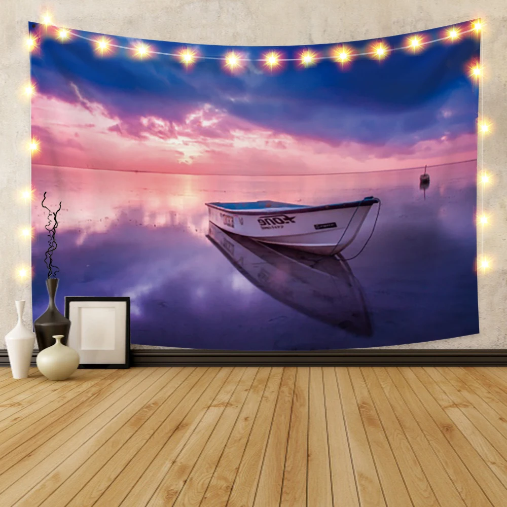 

Sea View Waves Tapestry Sunset Printed Blanket Wall Hanging Beach Towel Living Room Bedroom Modern Home Decor Polyester
