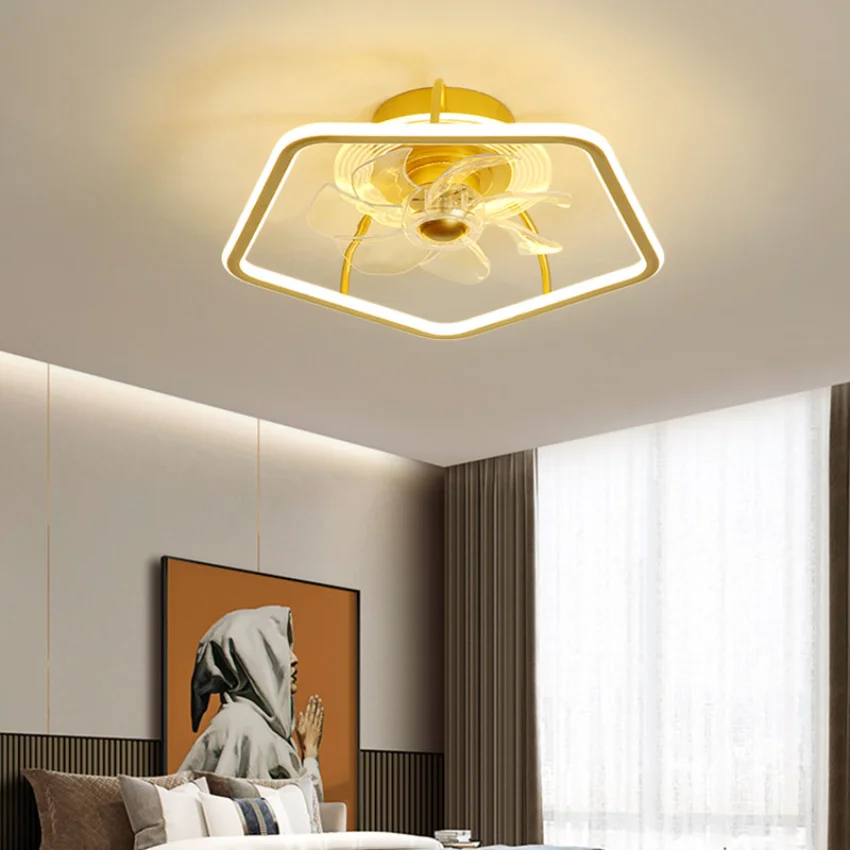 

Led Ceiling Fan Lamp Pendant Chandelier Creative Restaurant Invisible Light Nordic Lighted Electric