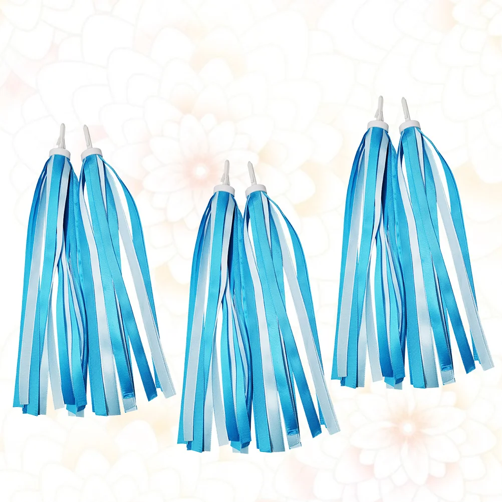 

3 Pair Smooth Kids Bike Handlebar Streamers Grips Tassels Scooter Ribbons Baby Carrier Accessories (Blue-250mm)