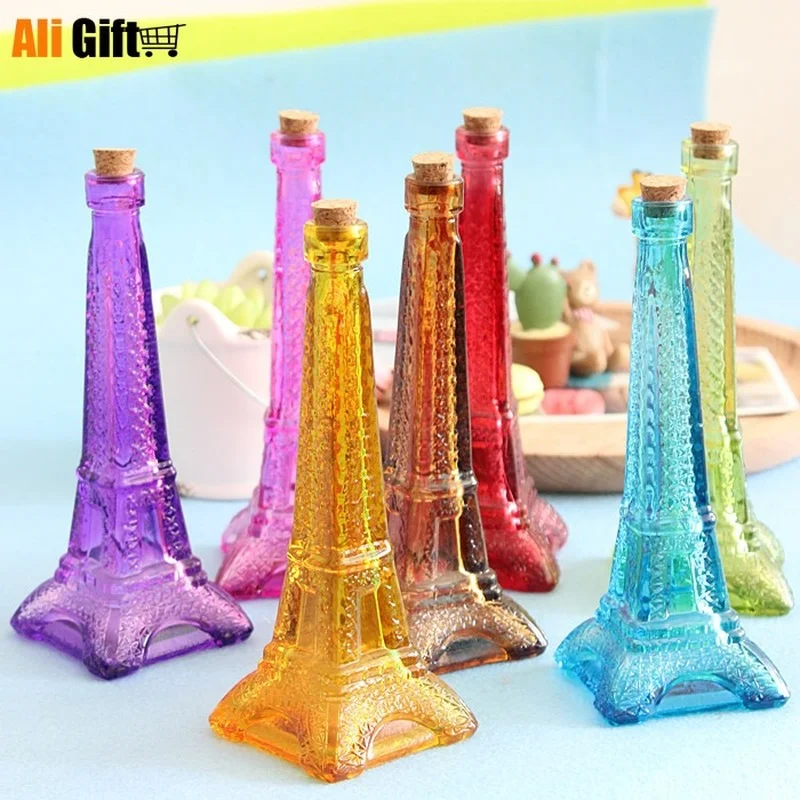 Подарок на Ali 2022 Скандинавская цветная стеклянная ваза Zakka с Эйфелевой башней, аксессуары для офиса, декорации