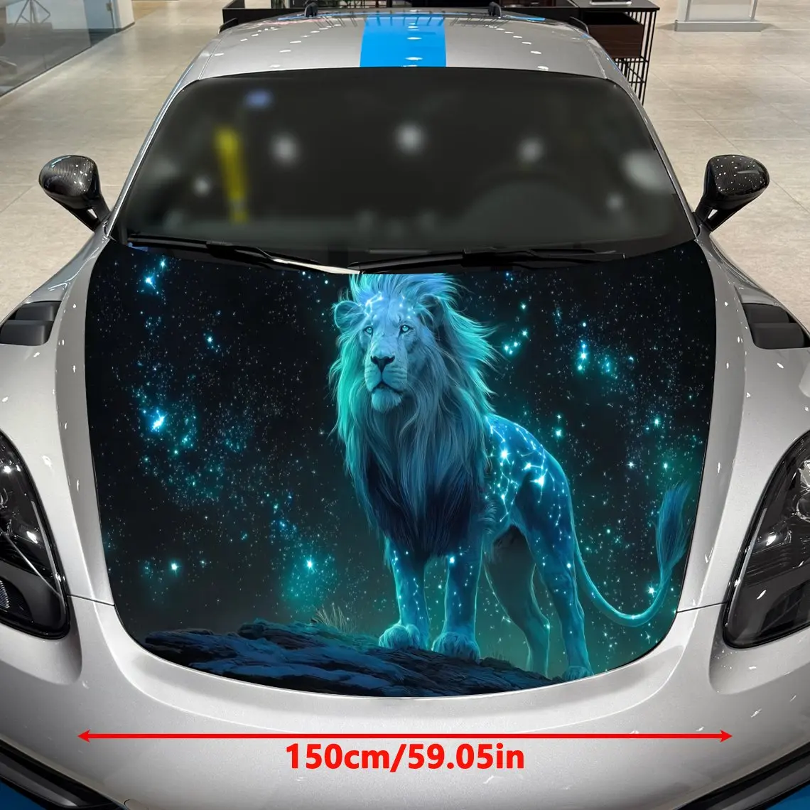 Фото Виниловая пленка для автомобиля Azure Starfield Majestic Lion, водонепроницаемая наклейка на капот автомобиля из ПВХ, самоклеящиеся устойчивые к царапинам наклейки №2