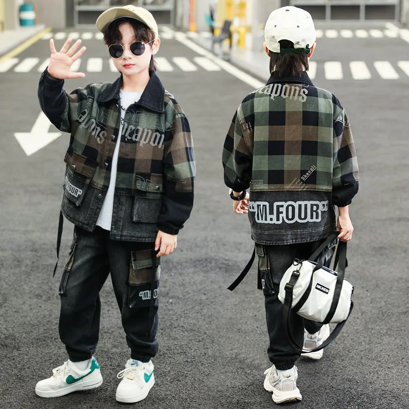 2 шт./комплект Детские хлопковые джинсы + штаны