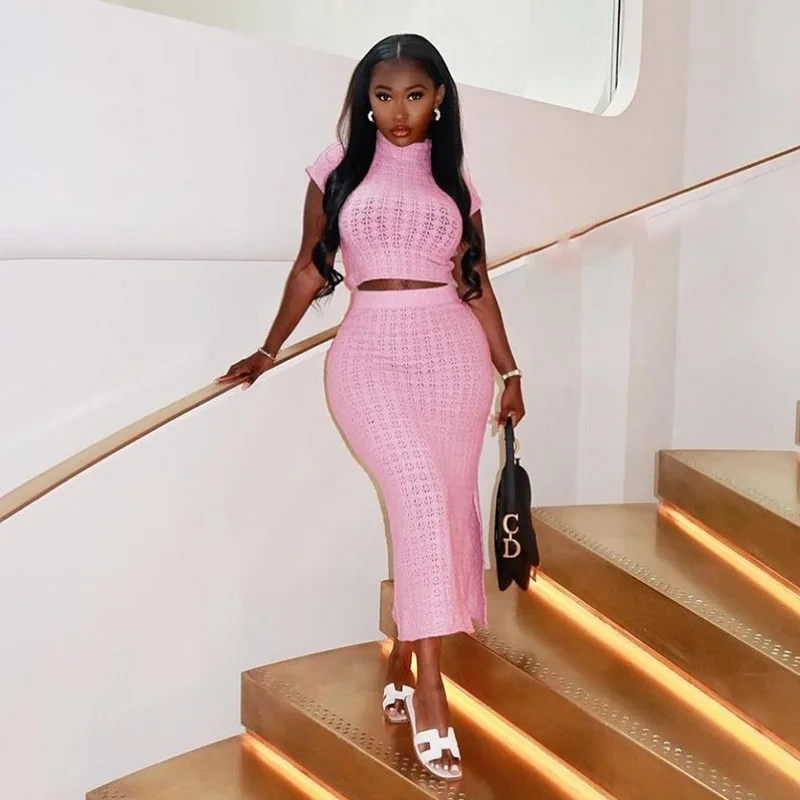 

Женская одежда для осени 2023, соблазнительная юбка миди с коротким рукавом, облегающий костюм из двух предметов, летняя одежда для плавания, макси-наряды