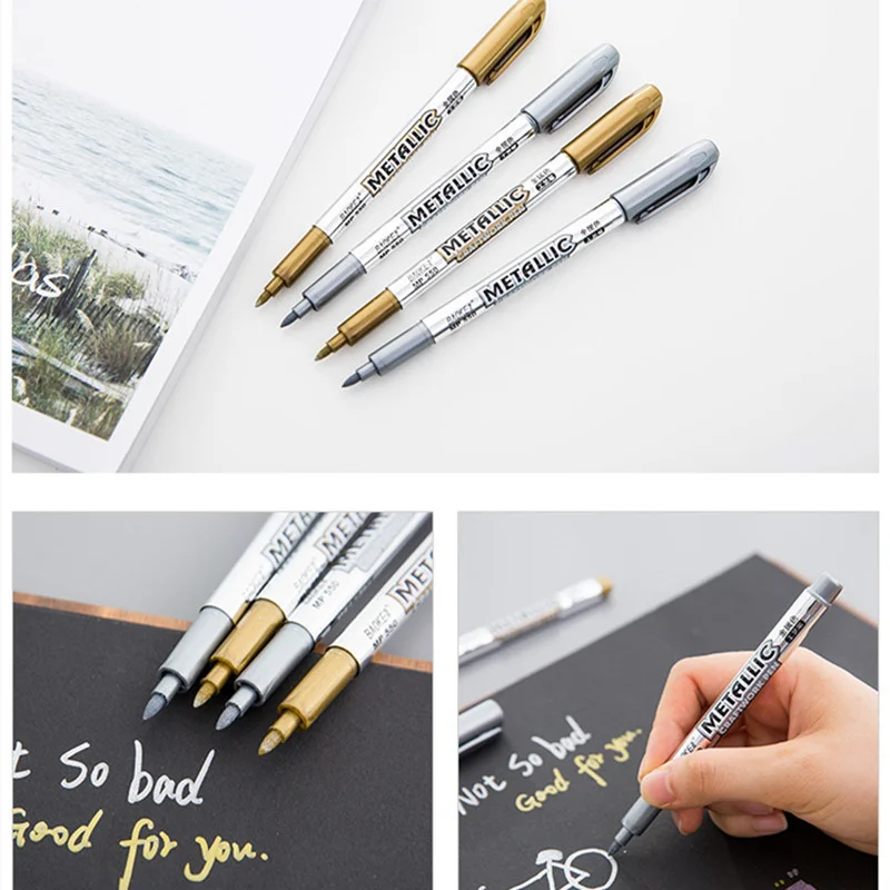 2 шт. Золотой серебряный металлический ручка для подписи DIY тега Фотоальбом Scrapbooking для вечеринки День рождения Бэби-шауэр Свадебное украшение.
