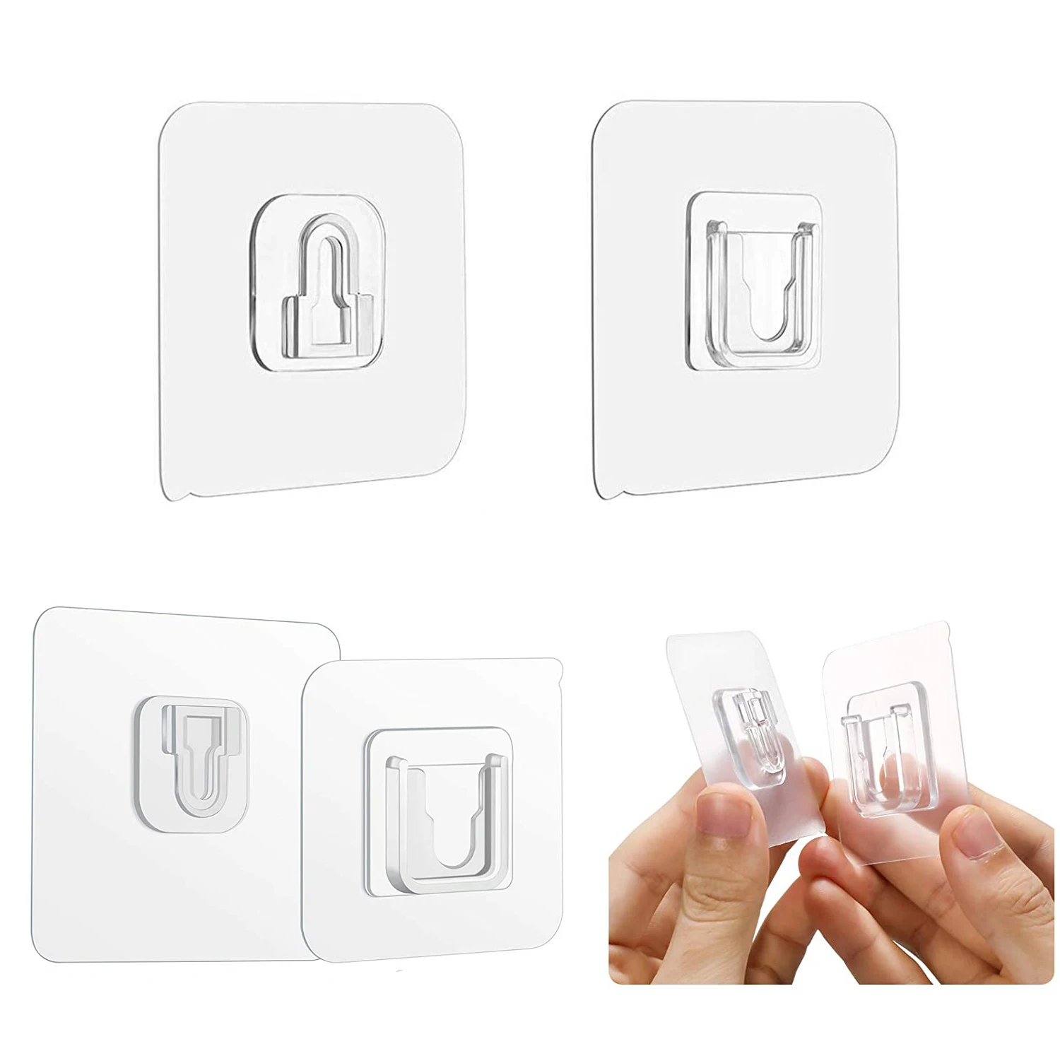 

20 Pairs Double-Sided Adhesive Wall Hooks Wall Sticking Hooks Picture Organizer Romate Control Holder Hooks Heavy Duty Hanger