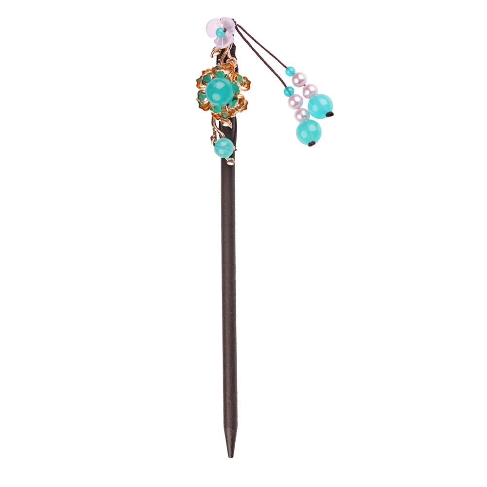 

Hair Stick Hairpin Chopsticks Sticks Chinese Chopstick Bun Retro Tassel Wooden Beaded Japanese Updo Stone Hanfu Floral Fork