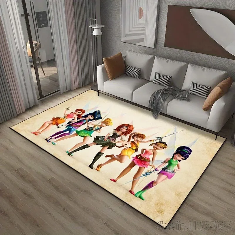 T-Tinker Bell Fairy Pattern Rug Carpets 80x120cm Decor for Bathroom Kids Floor Mat Living Room Children's Bedroom Sofa