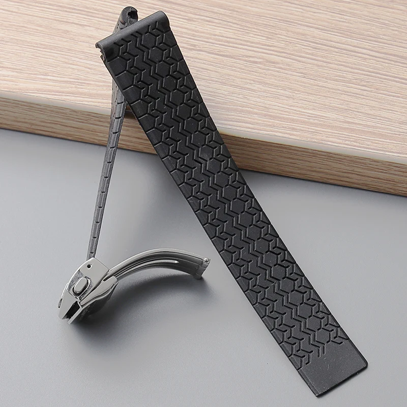 22mm Silicone rubber Black watchband watch belt For TAG strap CARRER F1 for Heuer band butterfly buckle DRIVE TIMER Watch bands