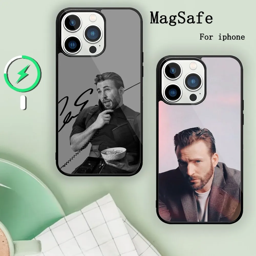 Чехол для телефона с магнитным притяжением Криса Эванса iPhone 11 12 13 14 15 Mini Pro XS Max X S