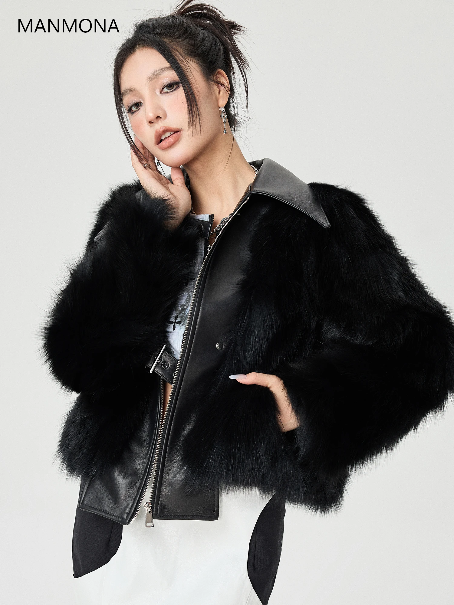 New Fox Belly Fur Coat Women's Short Stitching Sheepskin Coat fur coats  mink fur coat  coat