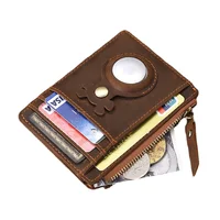 Airtag Wallet Case Credit Card Holder Cowhide Leather Men Slim Wallet RFID Coin Purse for Apple Airtag Tracker Protective Case