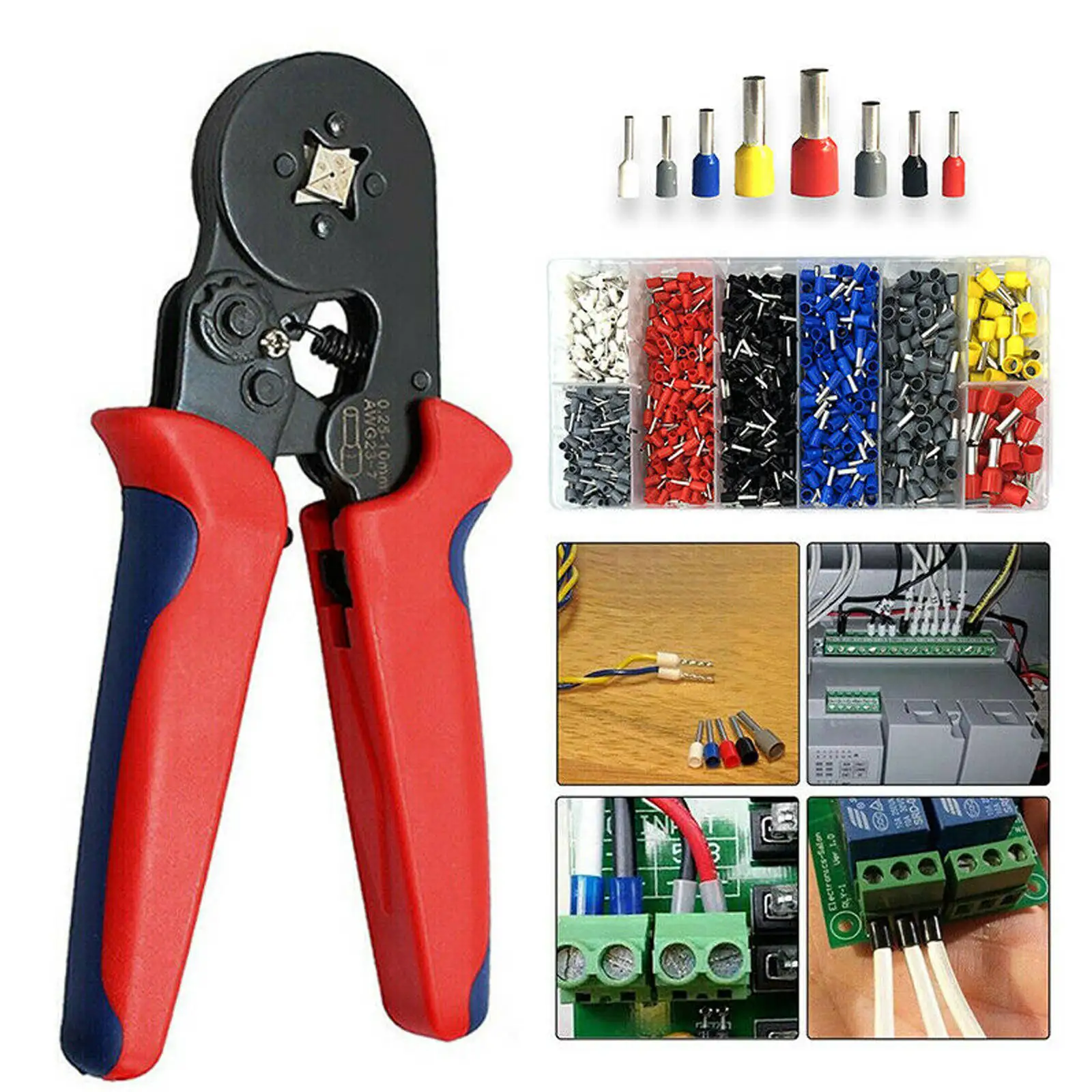 

1250Pcs Bootlace Ferrule Crimper Kit Cord End Ratchet Crimping Tool Crimping Plier Crimp Connectors Copper + PVC + Tinplate
