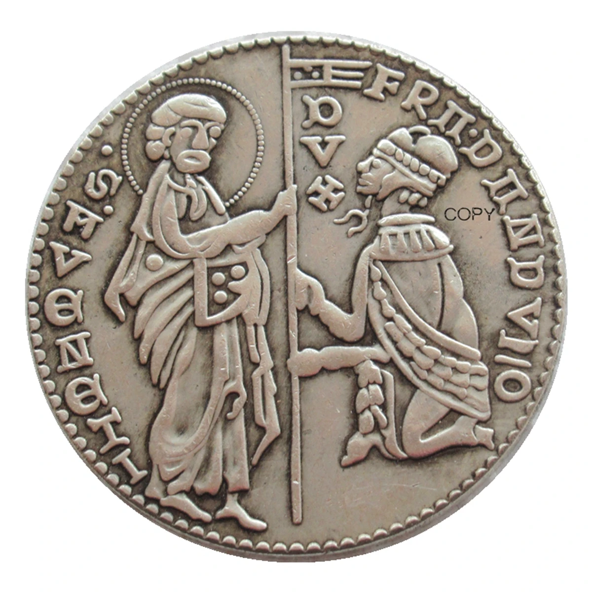 

Посеребренная декоративная монета Italy Ducat 30 мм