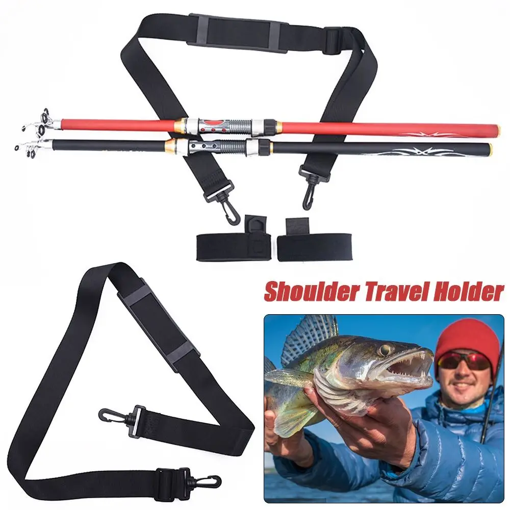 

black Diving Materials Non-slip Shoulder Travel Holder Fishing Rod Tie Bandage Holder Stick