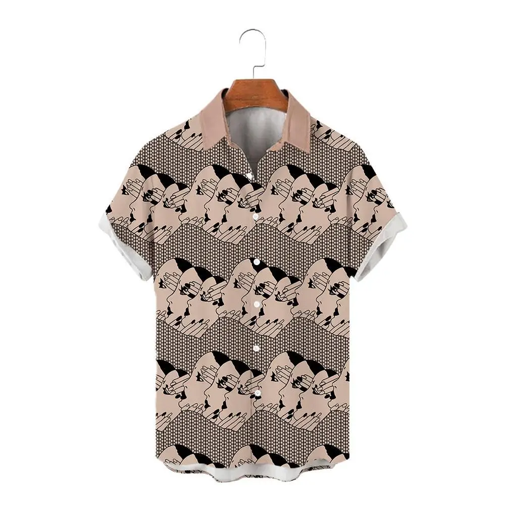 

Kpop Leisure Men's Shirt Beach Oversized 5XL Clothing Shirts Short Sleeve Original Design Blouses Trend Clothes 3D Printing Wear