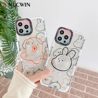 cute cartoon animals case for iphone 11 12 13 pro max x xr xs max 8 7 plus 3d bracket transparent shockproof soft silicone cover