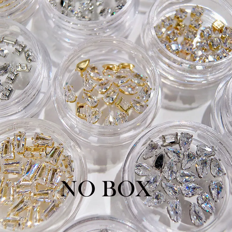 

100pcs 3D Rhinestones Nail Art Decorations Crystal Gems Jewelry Silver Gold Shiny Gems Charm Glass Manicure Accessories NO BOX