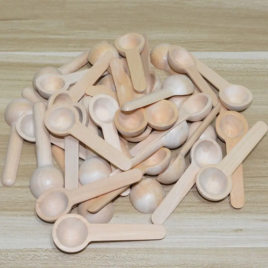 

50Pcs Mini Wooden Spoons Home Kitchen Cooking Spoons Tool Scooper Salt Seasoning Honey Coffee Spoons