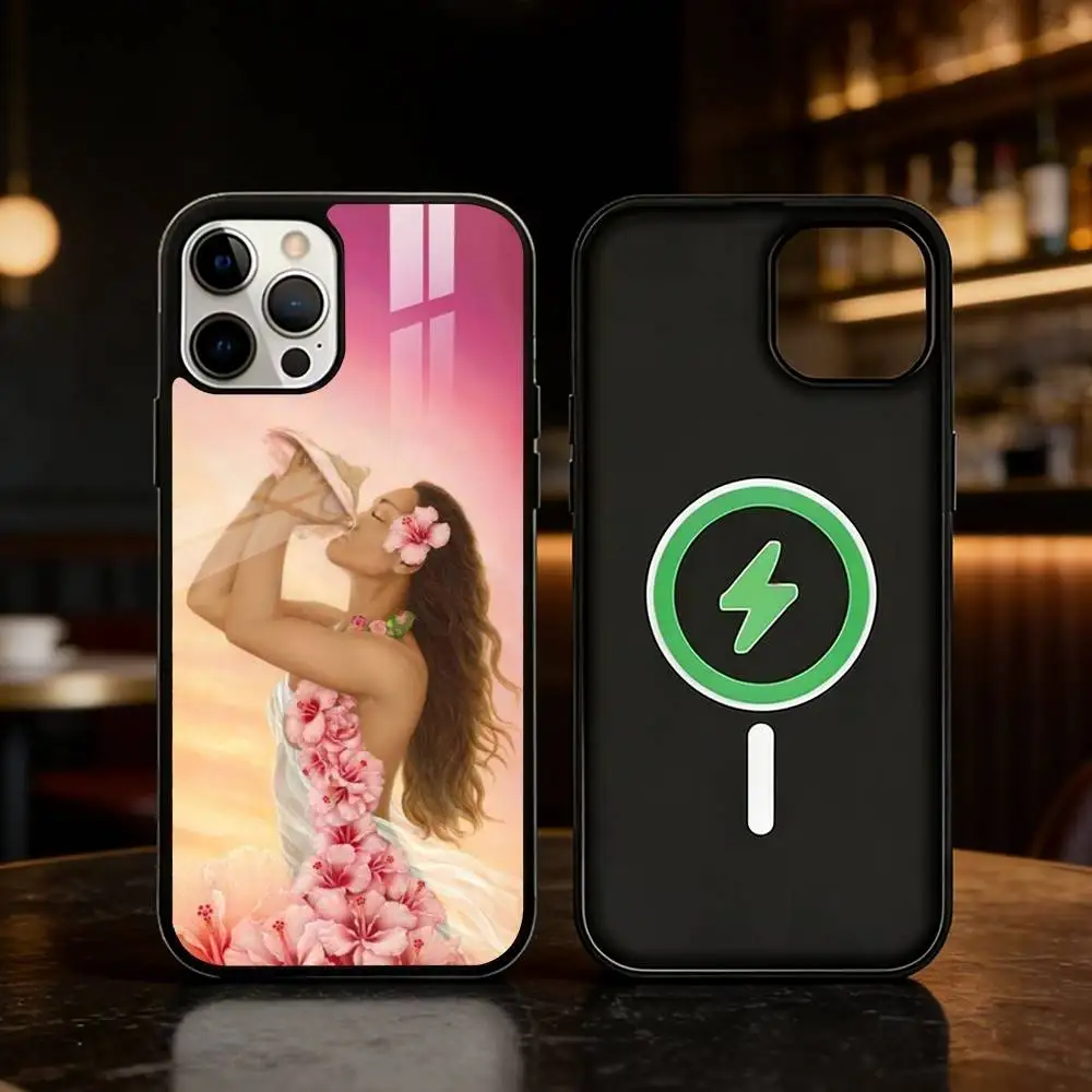 Чехол для телефона Hinano Tahiti Girl Polynesia для iPhone 17 16 15 14 13 12 Pro Max Plus с зеркальной беспроводной магнитной крышкой, 1 шт. (art.: 3920dcd3a8350) - 3920dcd3a8350