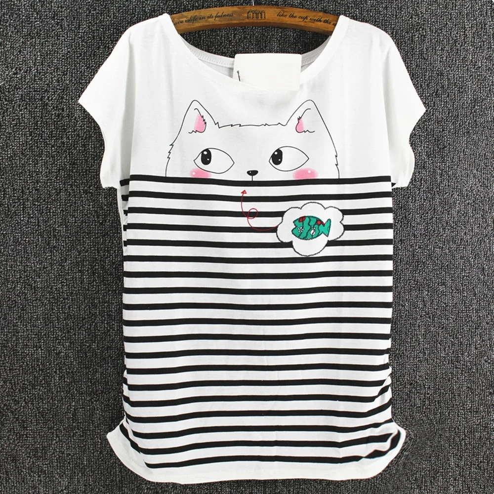 

New knitted striped short-sleeve t-shirt women loose wild round neck cotton and linen knitted half sleeves Wool sweater top hot