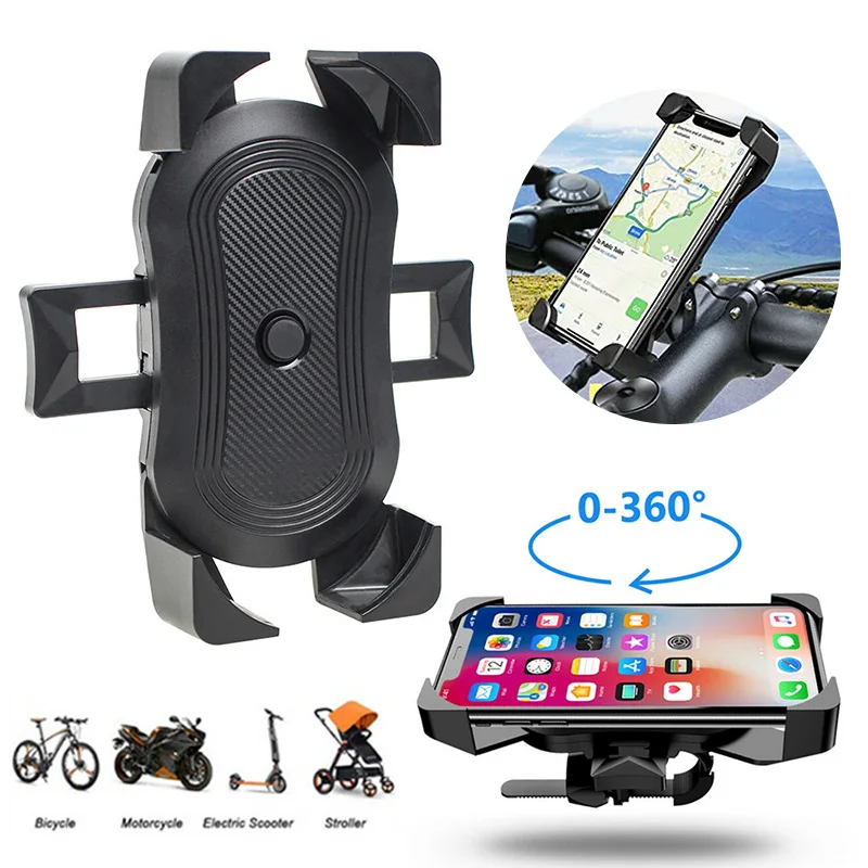 

1pc Bike Phone Holder 360 Rotation Bike Handlebar Mount 4-corner Arms Shrink Stand For Motorcycle MTB For 4. 6-6.8 inches Phone