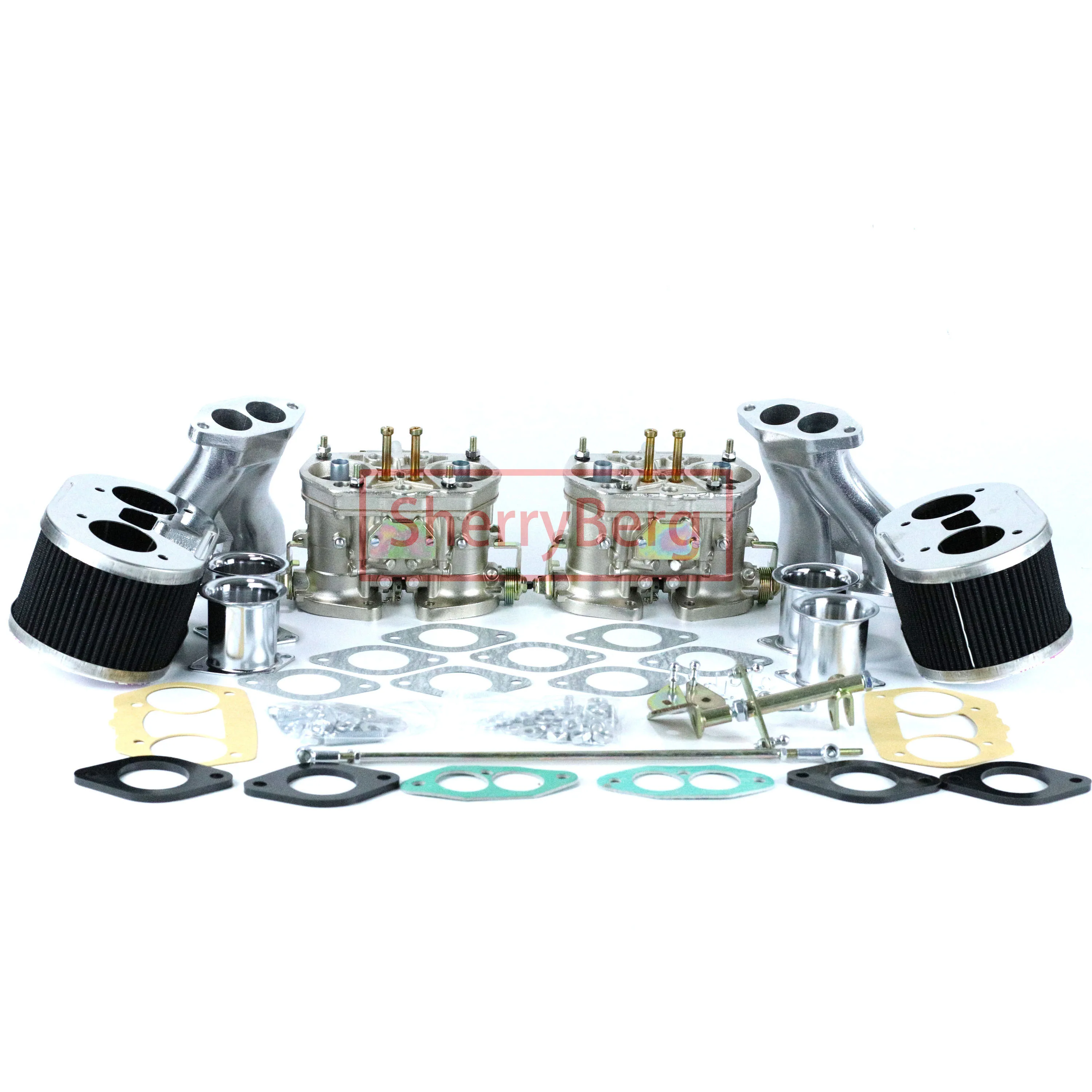 

SherryBerg Carburettor Carb Conversion Kit for VW TYPE 1 EMP HPMX WEBER 40IDF DUAL 40mm T1 Standar T 1 Linkage Chrome Carburador