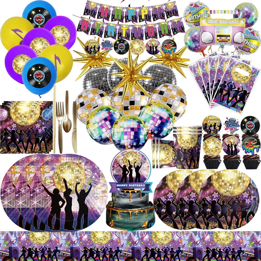 

Wild Disco Theme Party Decoration Paper Plate Cup Napkin Tablecloth Ball Disposable Tableware For Kild Baby Shower Decor Supplie