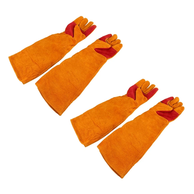 

4Pcs 60Cm Long Sleeves Welding Gloves Heat Resistant Stove Fire BBQ/Camping/Cooking Gloves Baking Grill Gloves