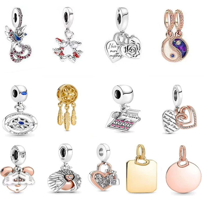 

100% Silver Color charms Phoenix Pendant Yin Yang Pisces Destiny Compass Pendant fit Original Pandora Bracelet silver jewelry