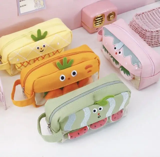 

Fruit And Vegetable Park Cartoon Plush Pencil Bag Wind Pencil Box Junior High School Stationery Box Japanese Primary And Seconda