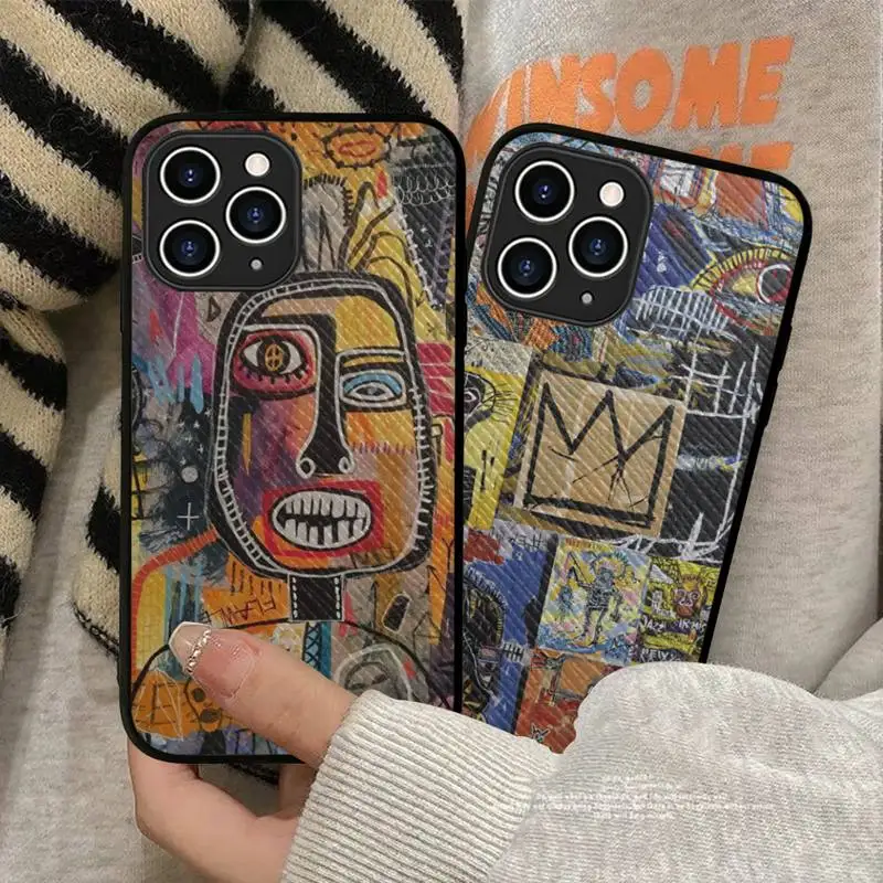 

Jean Michel Basquiat Art Graffiti Phone Case Hard Leather Case for iPhone 11 12 13 Mini Pro Max 8 7 Plus SE 2020 X XR XS Coque