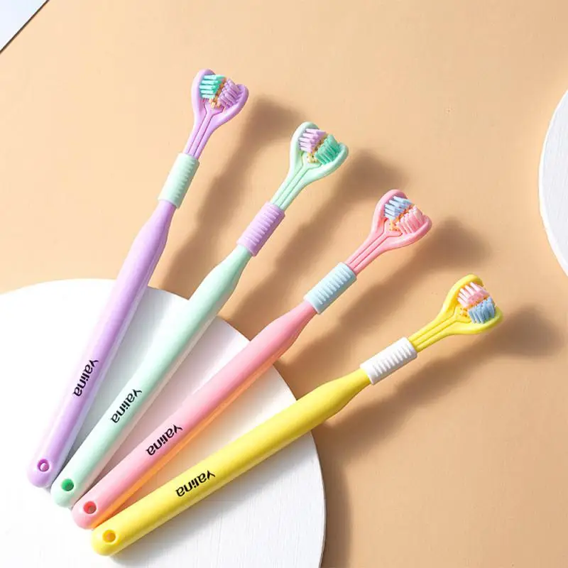 

Three Sided Toothbrush 4 Colors Teeth Deep Cleaning Adult Teeth Brushes Tongue Scraper Oral Teeth Care Oral Care