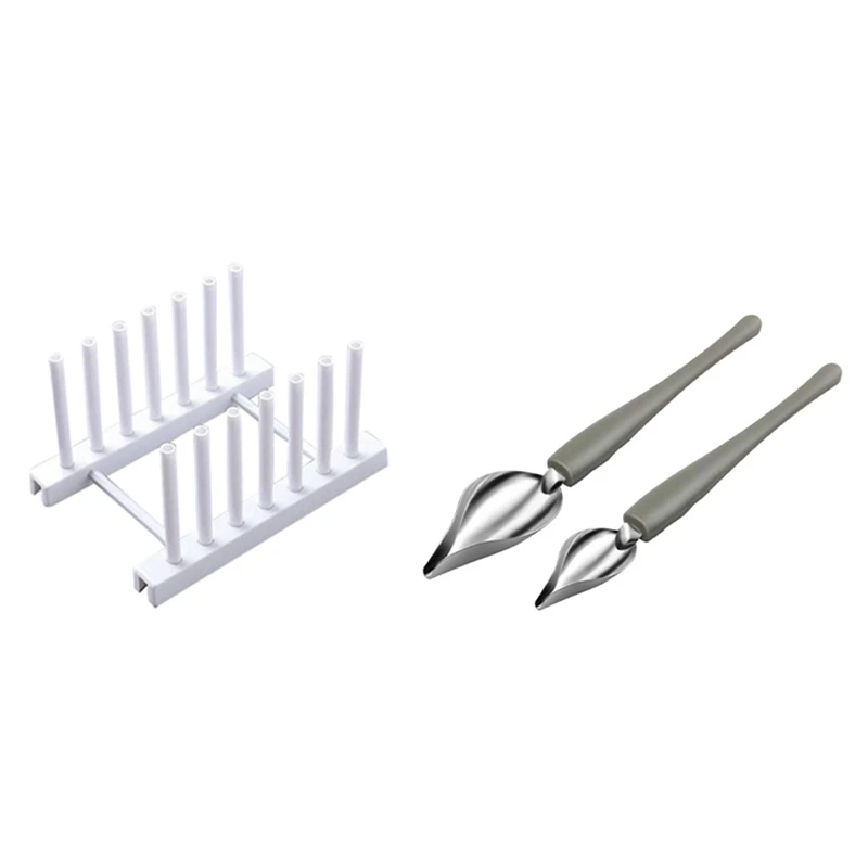 

1X кухонный Органайзер, стойка для крышек кастрюль, подставка для посуды, белые и 2 ложки для мороженого, ложки для украшения карандаша