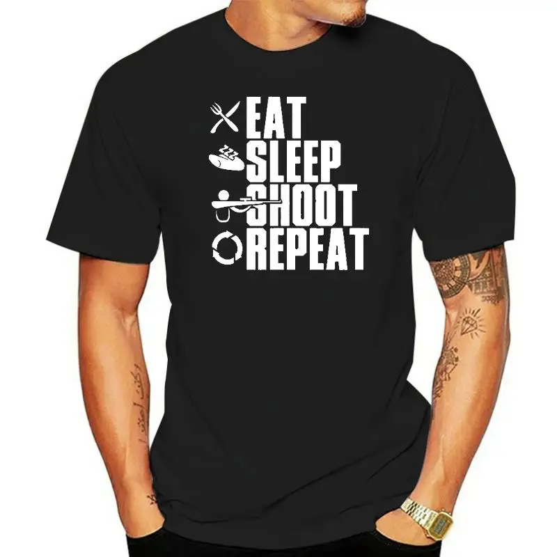 

Eat Sleep Shoot T-shirt Hunting Skeet Shooting Gun Funny Unisex Graphic Fashion New Cotton Short Sleeve T Shirts O-neck Harajuku