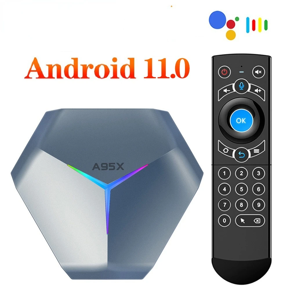 

For Xiaomi A95X F4 RGB Light Smart TV Box Android 11 Amlogic S905X4 4G 64GB 32G Wifi BT Media Player TVBOX A95XF4 2G16G Set Top