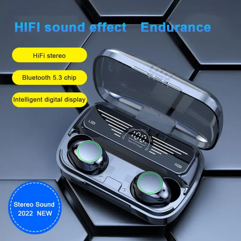 

Waterproof Sport Headset Earbuds Hifi Stereo Noise Reduction With Charging Box Headphones For Android Ios Led Display