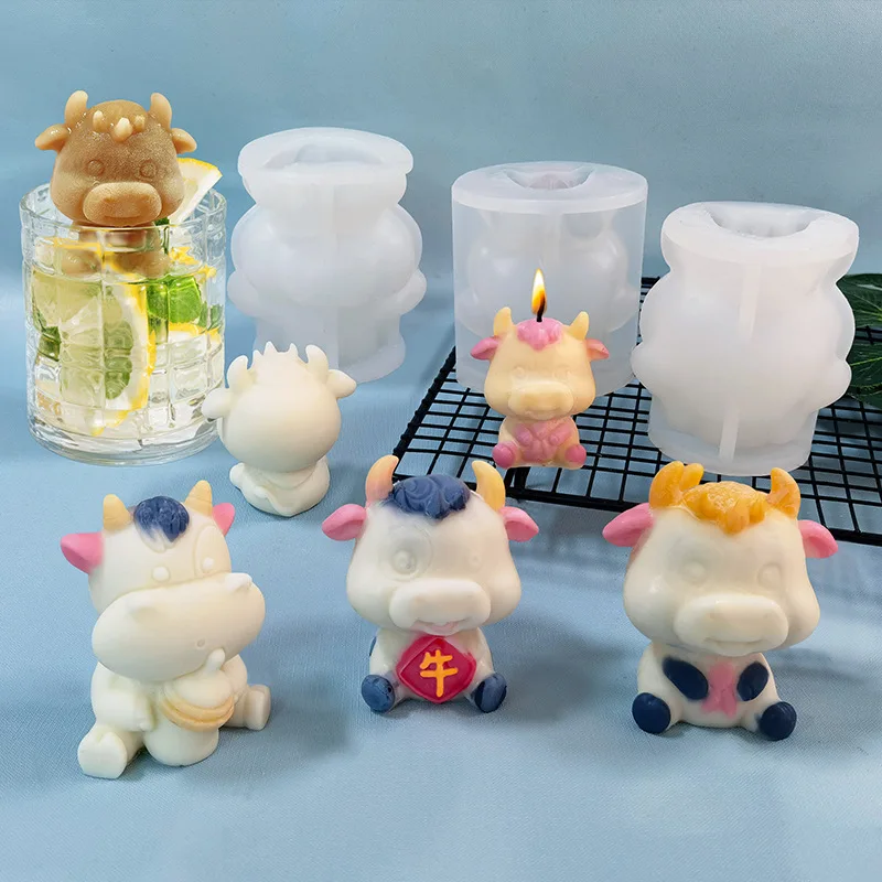 

Cute Cow Ice Cube Silicone Mold DIY Fondant Cake Milk Tea Coffee Ice Cow Ice Cream Epoxy Resin Mold Aromatherapy Candle Mold