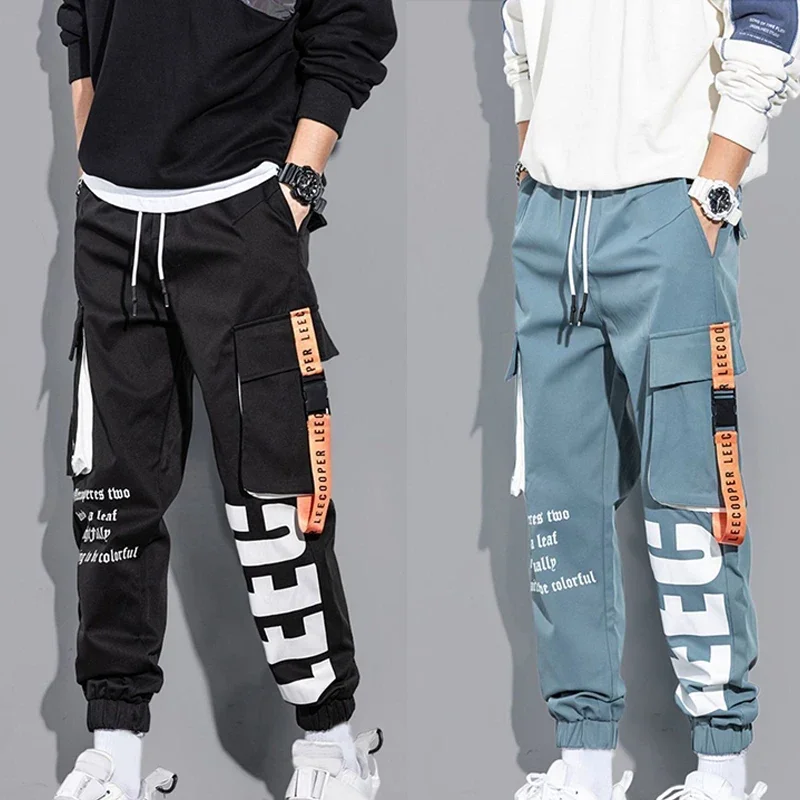 

Men Drawstring Casual Pants Ribbon Tassel Pocket Hip Hop Joggers Cargo Pants Workout Sweatpants Trousers Sweatpants Streetwear