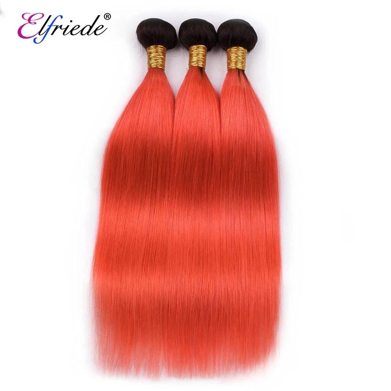 Elfriede 1B/оранжево-красные прямые волосы с эффектом омбре