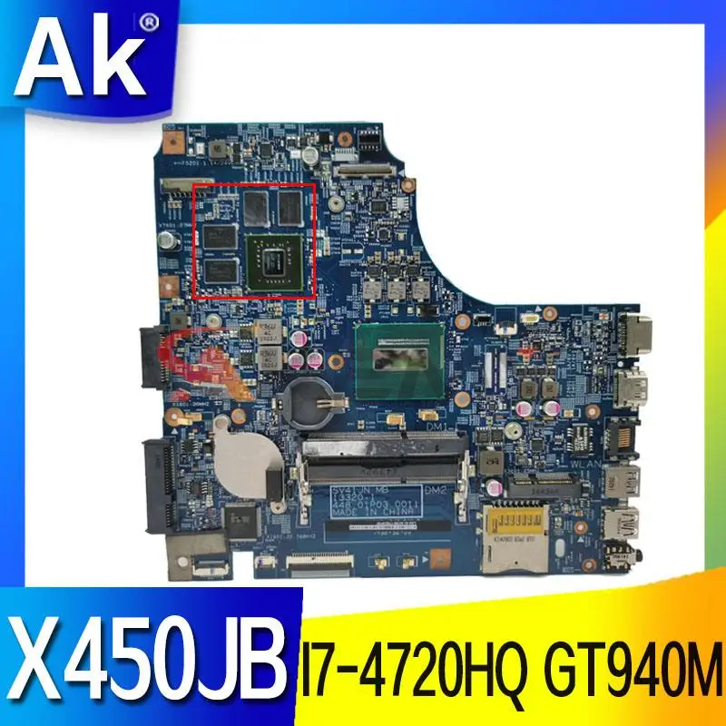 

X450JB Motherboard For ASUS X450 X450J X450JN X450JB Laptop Motherboardwith I7-4720HQ CPU GT940M Test work 100% original
