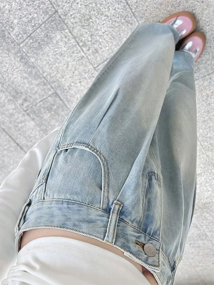 Модные уличные женские джинсы Slimr Синие Новые простые прямые брюки с высокой