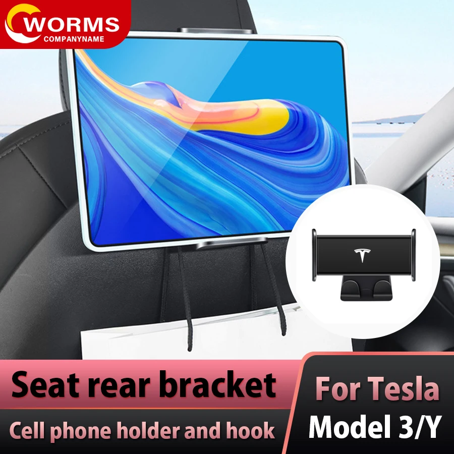 

2PCS For Tesla Model 3 ABS Rear Seat Hook Bracket IPAD Mobile Phone Holder Car Interior Decoration Model Y Auto Accessories
