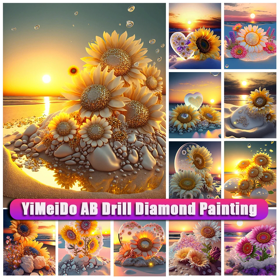 

YiMeido AB Diamond Painting Sunflower Rhinestone Full Drill Diamond Embroidery Mosaic Flower Art Picture Zipper Bag Kit New 2023